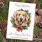 Gouden Retriever Hond Aangepaste Vrolijke Kerstmis Feestdagenkaart