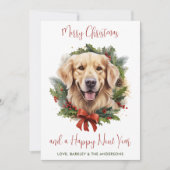 Gouden Retriever Hond Aangepaste Vrolijke Kerstmis Feestdagenkaart (Voorkant)