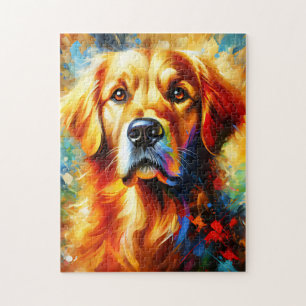 Gouden Retriever Hond Acrylprint   Kleurrijk Legpuzzel