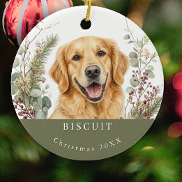 Gouden Retriever Hond Afbeelding Waterverf Kerstmi Keramisch Ornament