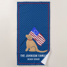 Gouden Retriever Hond Amerikaanse Vlag Strandhandd