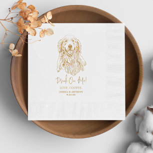 Gouden Retriever Hond Custom Hand Tekening Bruilof Servet