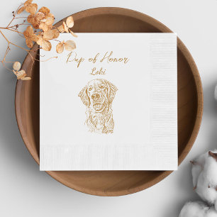 Gouden Retriever Hond Custom Hand Tekening Bruilof Servet