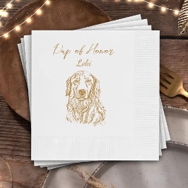 Gouden Retriever Hond Custom Hand Tekening Bruilof Servet