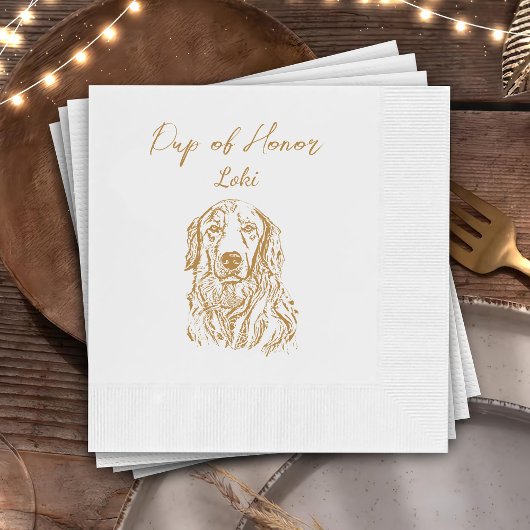 Gouden Retriever Hond Custom Hand Tekening Bruilof Servet