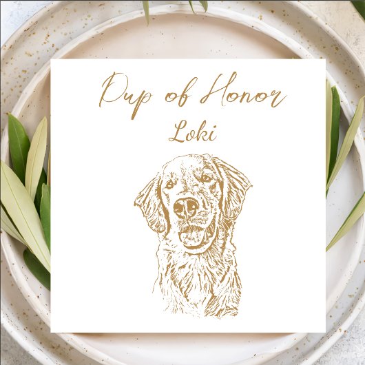 Gouden Retriever Hond Custom Hand Tekening Bruilof Servet