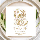Gouden Retriever Hond Custom Hand Tekening Bruilof Servet