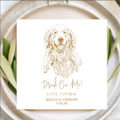 Gouden Retriever Hond Custom Hand Tekening Bruilof Servet