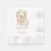 Gouden Retriever Hond Custom Hand Tekening Bruilof Servet (Voorkant)