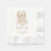 Gouden Retriever Hond Custom Hand Tekening Bruilof Servet (Voorkant)