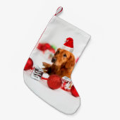 Gouden Retriever Hond Een Rode Santa Hoed Kleine Kerstsok (Voorkant (Hangend))