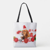 Gouden Retriever Hond Een Rode Santa Hoed Tote Bag (Achterkant)