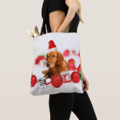 Gouden Retriever Hond Een Rode Santa Hoed Tote Bag (Dichtbij)