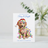 Gouden Retriever Hond Gepersonaliseerde Furry & Br Feestdagenkaart (Staand voorkant)