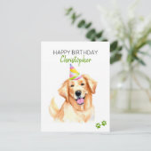 Gouden Retriever Hond Gepersonaliseerde Gelukkige  Briefkaart (Staand voorkant)