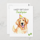 Gouden Retriever Hond Gepersonaliseerde Gelukkige  Briefkaart (Voorkant / Achterkant)