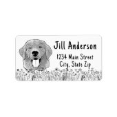 Gouden Retriever Hond Gepersonaliseerde Hand Drawi Etiket (Voorkant)