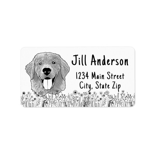 Gouden Retriever Hond Gepersonaliseerde Hand Drawi Etiket (Voorkant)