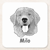 Gouden Retriever Hond Gepersonaliseerde Hand Drawi Kartonnen Onderzetters (Voorkant)