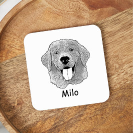 Gouden Retriever Hond Gepersonaliseerde Hand Drawi Kartonnen Onderzetters