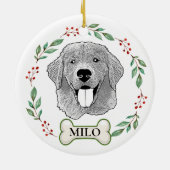 Gouden Retriever Hond Gepersonaliseerde Hand Drawi Keramisch Ornament (Achterkant)