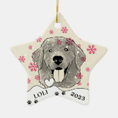 Gouden Retriever Hond Gepersonaliseerde Hand Drawi Keramisch Ornament (Voorkant)