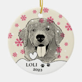 Gouden Retriever Hond Gepersonaliseerde Hand Drawi Keramisch Ornament (Voorkant)