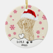 Gouden Retriever Hond Gepersonaliseerde Hand Drawi Keramisch Ornament (Voorkant)