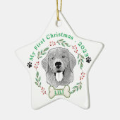 Gouden Retriever Hond Gepersonaliseerde Hand Drawi Keramisch Ornament (Links)