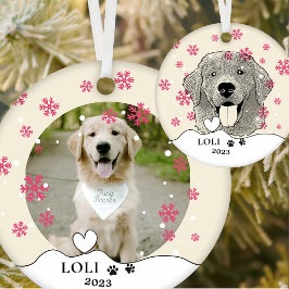 Gouden Retriever Hond Gepersonaliseerde Hand Drawi Keramisch Ornament
