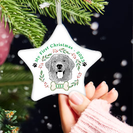 Gouden Retriever Hond Gepersonaliseerde Hand Drawi Keramisch Ornament
