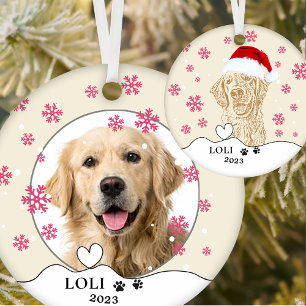 Gouden Retriever Hond Gepersonaliseerde Hand Drawi Keramisch Ornament