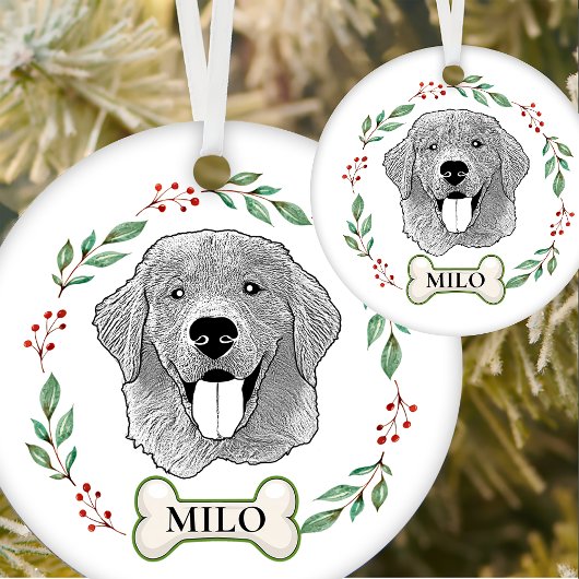 Gouden Retriever Hond Gepersonaliseerde Hand Drawi Keramisch Ornament
