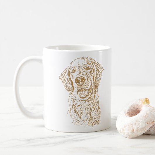 Gouden Retriever Hond Gepersonaliseerde Hand Drawi Koffiemok (Met donut)