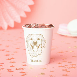 Gouden Retriever Hond Gepersonaliseerde Hand Drawi Papieren Bekers