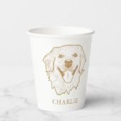 Gouden Retriever Hond Gepersonaliseerde Hand Drawi Papieren Bekers (Achterkant)