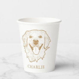 Gouden Retriever Hond Gepersonaliseerde Hand Drawi Papieren Bekers