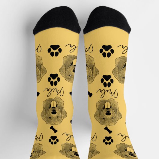 Gouden Retriever Hond Gepersonaliseerde Hand Drawi Sokken (Top)