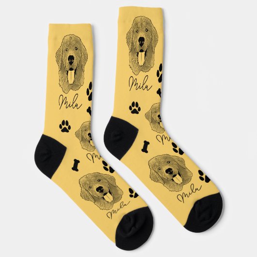 Gouden Retriever Hond Gepersonaliseerde Hand Drawi Sokken (Rechts)