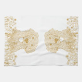 Gouden Retriever Hond Gepersonaliseerde Hand Drawi Theedoek (Horizontaal)