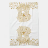 Gouden Retriever Hond Gepersonaliseerde Hand Drawi Theedoek (Verticaal)