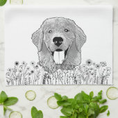 Gouden Retriever Hond Gepersonaliseerde Hand Drawi Theedoek (Gevouwen)