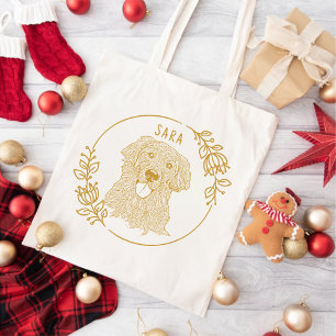 Gouden Retriever Hond Gepersonaliseerde Hand Drawi Tote Bag