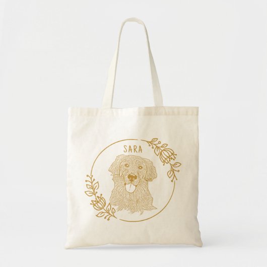Gouden Retriever Hond Gepersonaliseerde Hand Drawi Tote Bag (Voorkant)