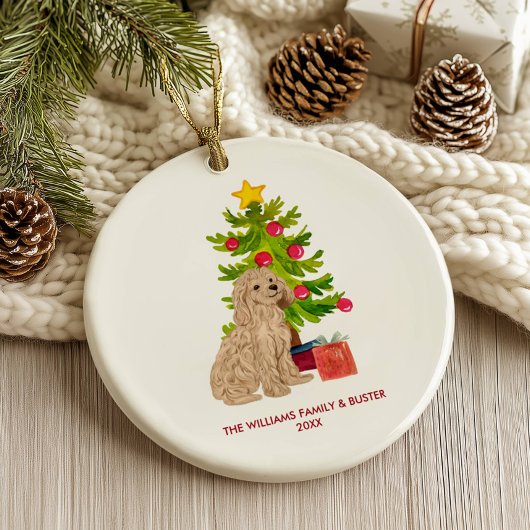 Gouden retriever hond gepersonaliseerde kerst keramisch ornament