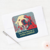 Gouden Retriever Hond Gestileerde Aangepaste Boekp Vierkante Sticker (Envelop)