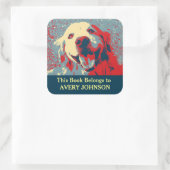 Gouden Retriever Hond Gestileerde Aangepaste Boekp Vierkante Sticker (Tas)