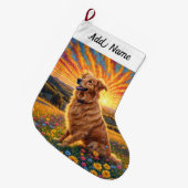 Gouden Retriever Hond Grote Kerstsok (Voorkant (Hangend))