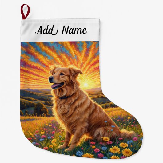 Gouden Retriever Hond Grote Kerstsok (Voorkant)