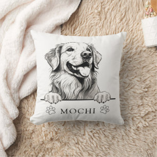 Gouden Retriever Hond Hand Tekening Gepersonalisee Kussen